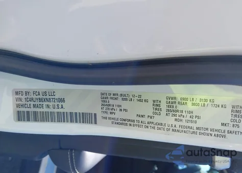 2022 Jeep Grand Cherokee 4Xe Limited 4X4 из США, поврежденный, VIN 1C4RJYB6XN8721066